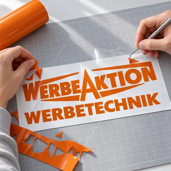 Geplotteter Folienschriftzug wird entgittert